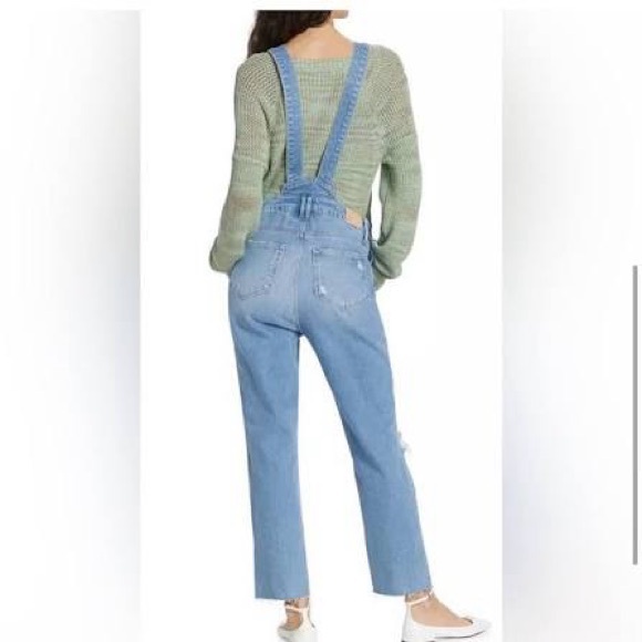 PAIGE Medium Wash Raw Hem Overalls sz 30 - Picture 8 of 8